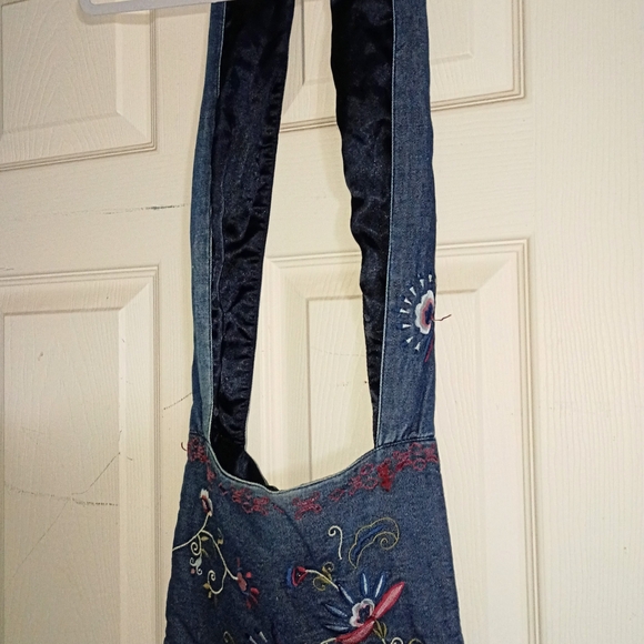 Embroidered Denim Tote Bag - Picture 1 of 2
